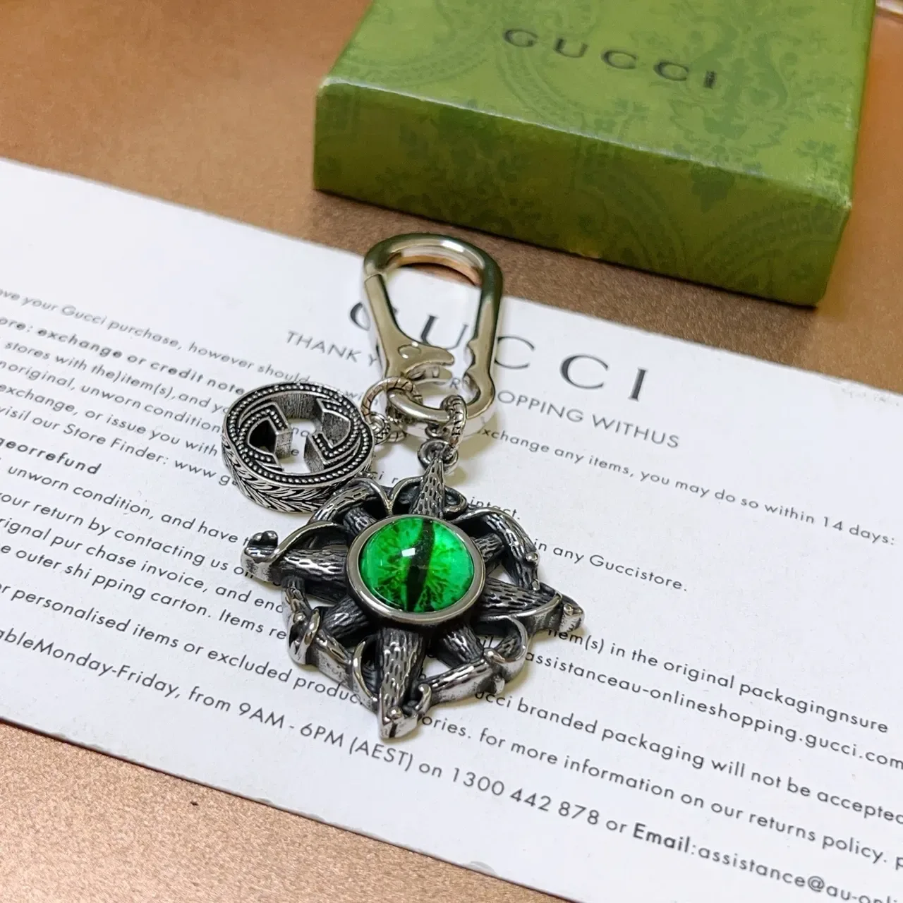 Gucci Green Silver Metal Cabochon Stone Jewelry 6