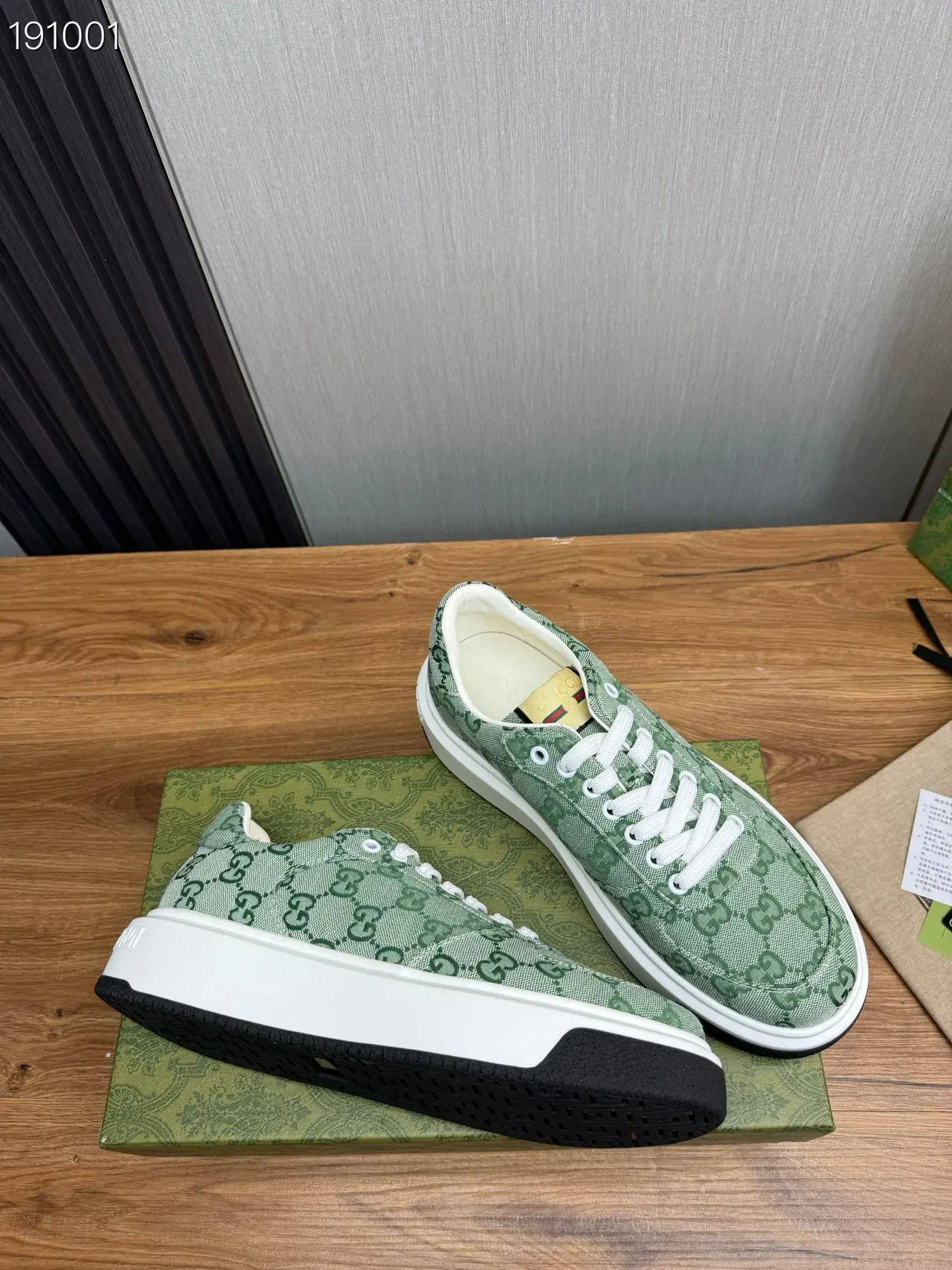 Gucci Green White GG Monogram Jacquard Canvas Platform Sole Lifestyle Sneakers 7