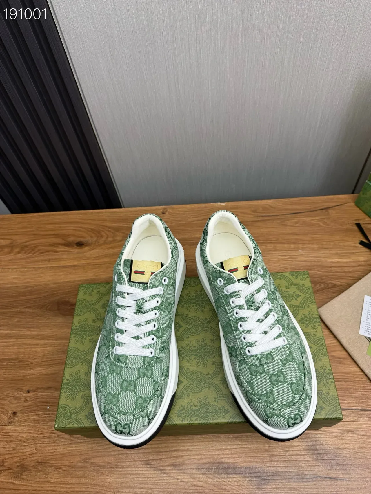 Gucci Green White GG Monogram Jacquard Canvas Platform Sole Lifestyle Sneakers 8