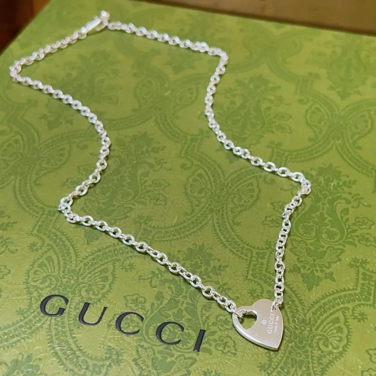 Gucci Heart Pendant Silver Chain Necklace 6