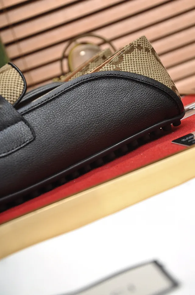Gucci Horsebit 1955 Beige Monogram Canvas and Black Leather Loafers 3