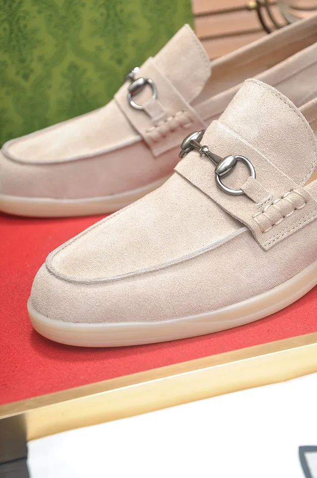 Gucci Horsebit 1955 Beige Suede Loafers 2