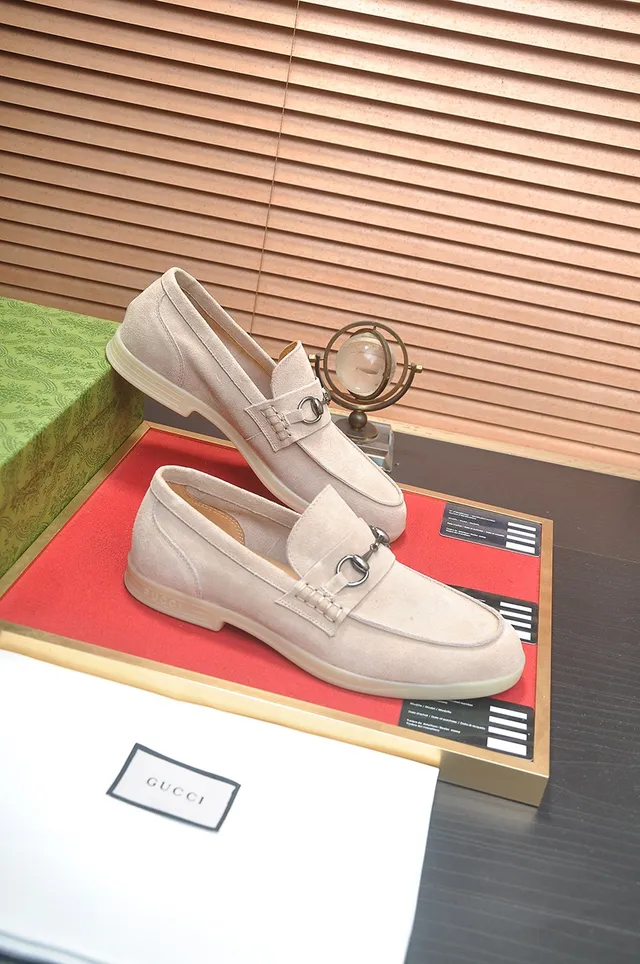 Gucci Horsebit 1955 Beige Suede Loafers 4