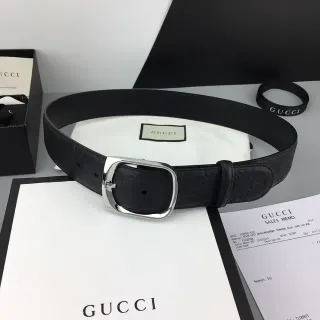 Gucci Horsebit 1955 Black Embossed GG Leather Belt