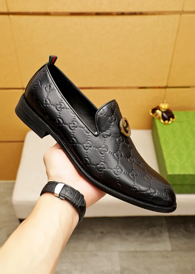 Gucci Horsebit 1955 Black Embossed GG Loafers 7