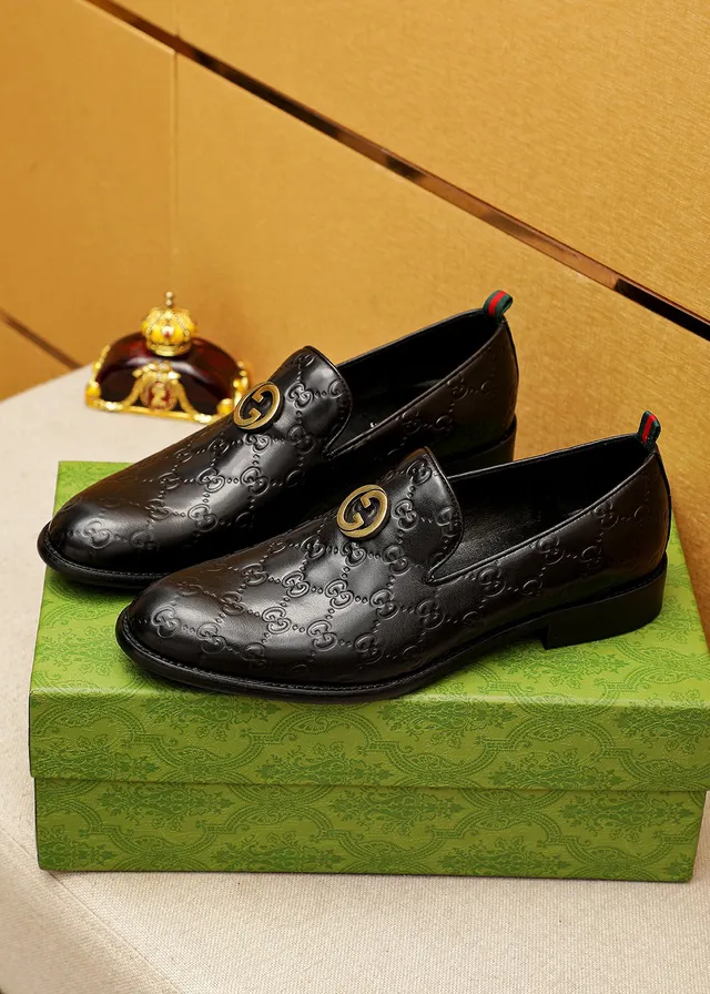 Gucci Horsebit 1955 Black Embossed GG Loafers 8