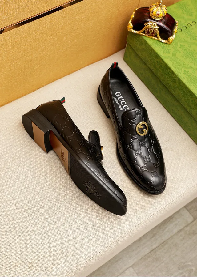 Gucci Horsebit 1955 Black Embossed GG Loafers 9