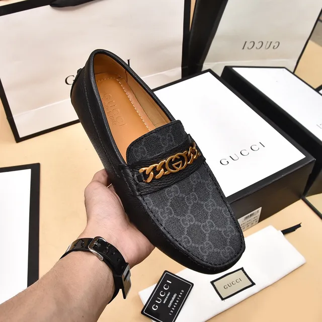 Gucci Horsebit 1955 Black GG Monogram Loafers 7