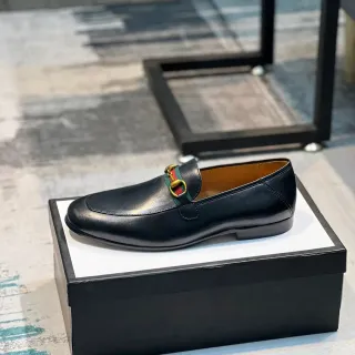 Gucci Horsebit 1955 काला हरा चमड़े का बकल लोअफर