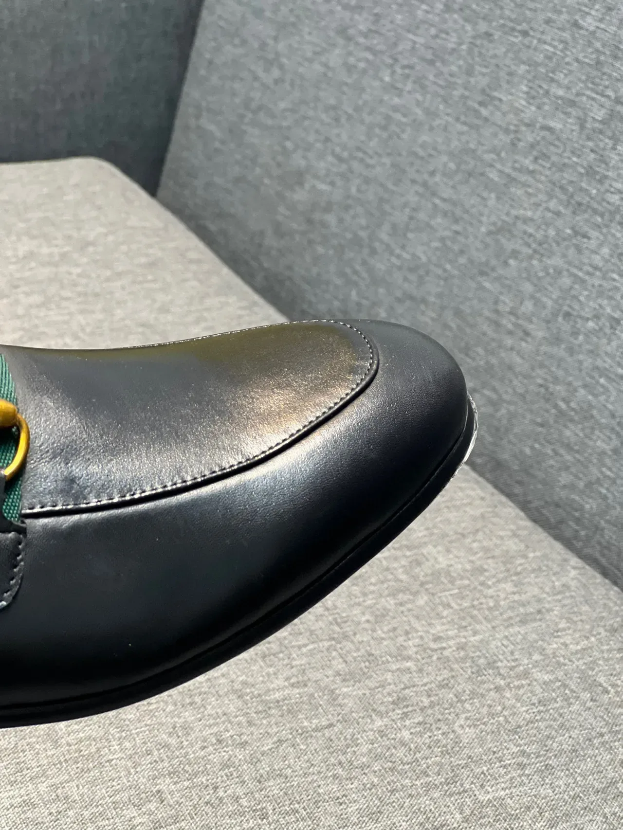 Gucci Horsebit 1955 Black Green Leather Buckle Loafer 2