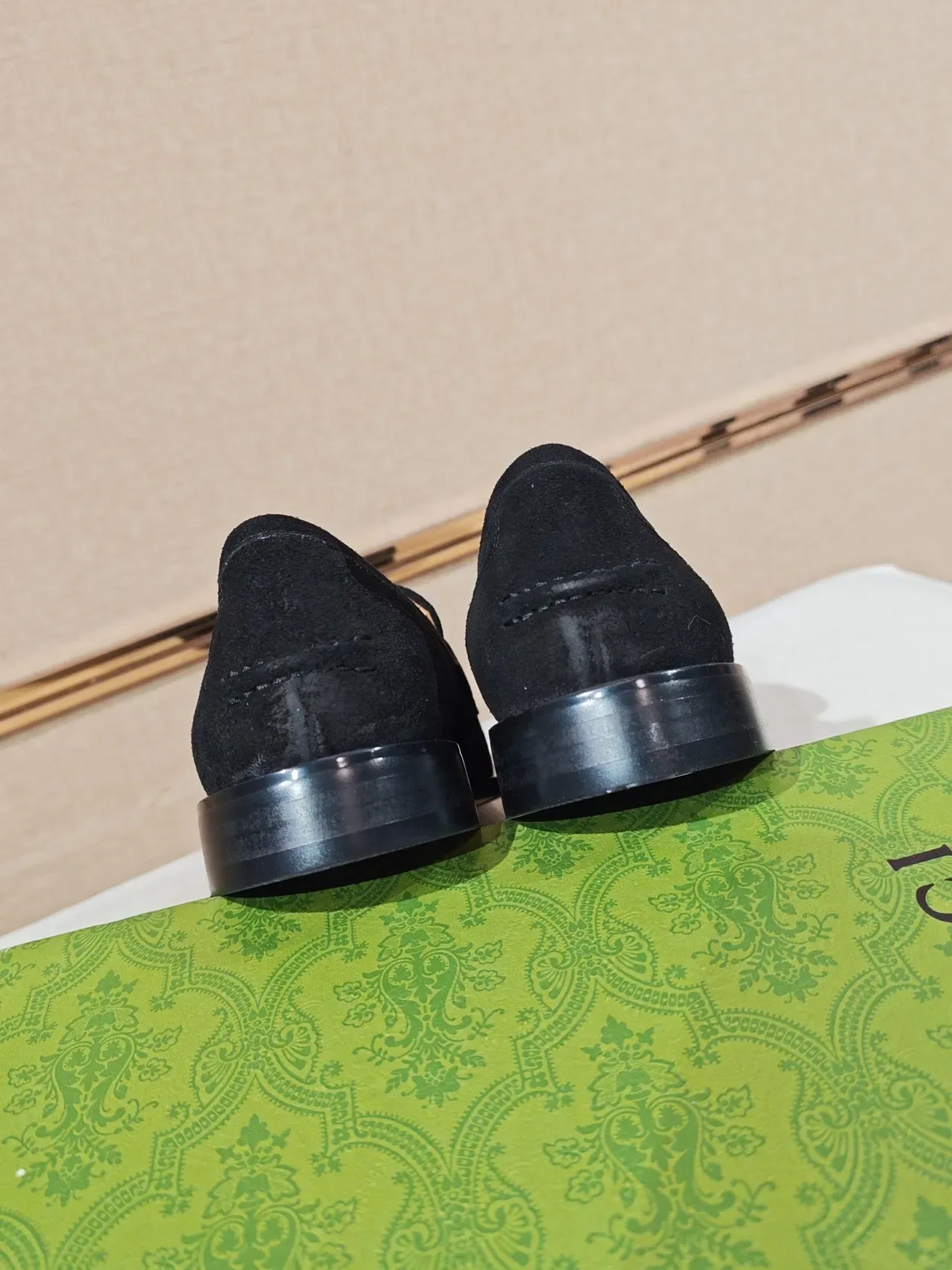 Gucci Horsebit 1955 Black Green Suede Upper Buckle Loafer 3