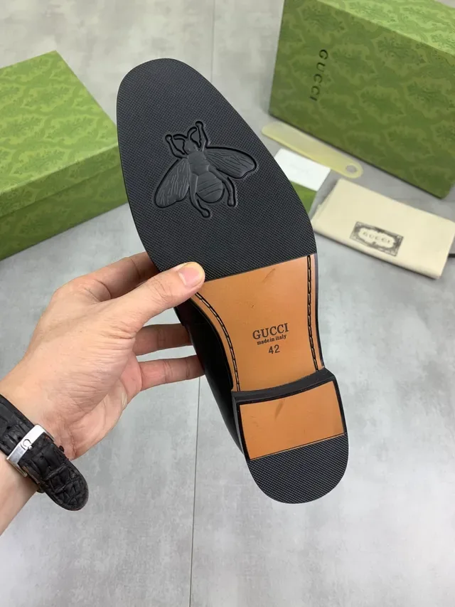 Gucci Horsebit 1955 Black Leather Web Stripe Loafer 2