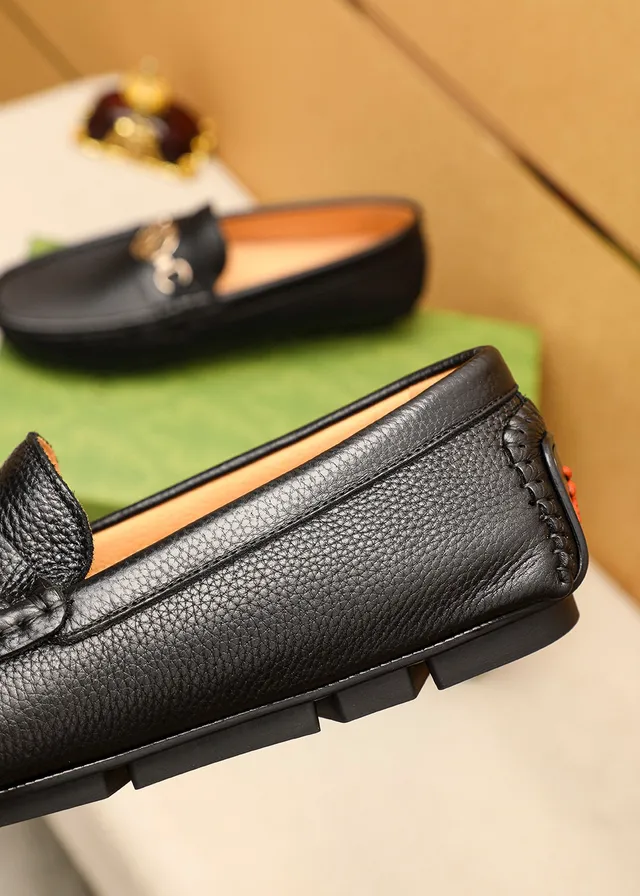 Gucci Horsebit 1955 Black Pebbled Leather Loafer 7