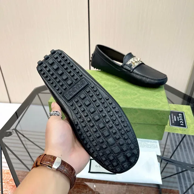 Gucci Horsebit 1955 Black Pebbled Leather Loafers 2