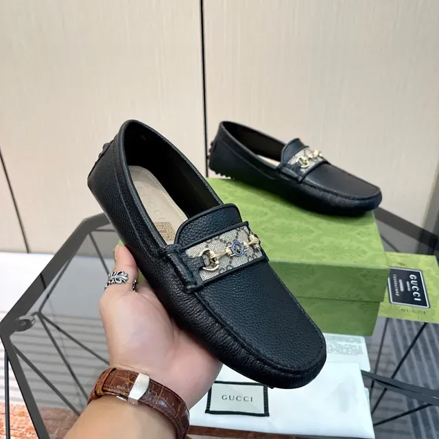 Gucci Horsebit 1955 Black Pebbled Leather Loafers 6