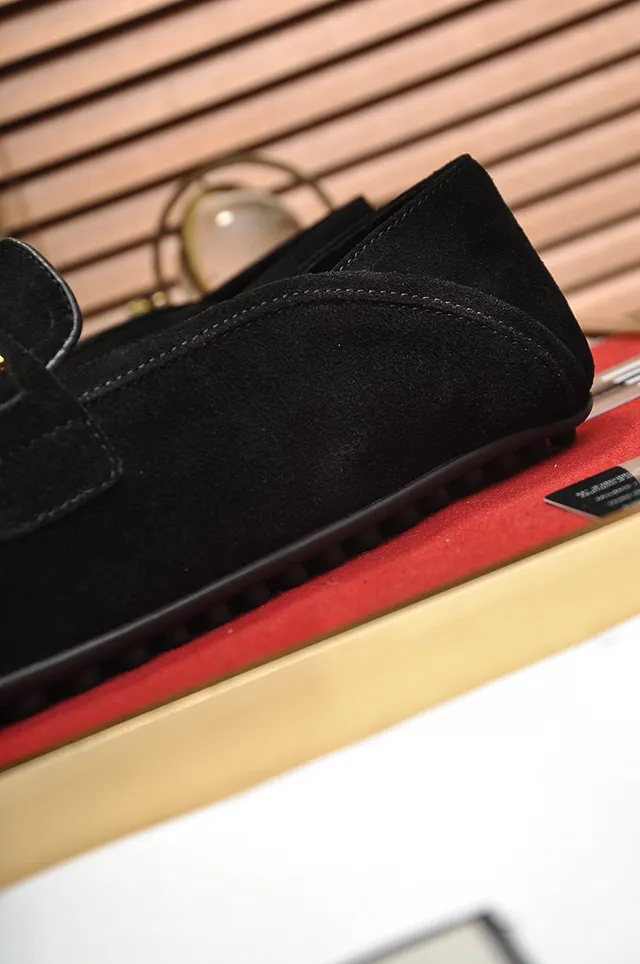 Gucci Horsebit 1955 黑色麂皮金色鞋带乐福鞋 3