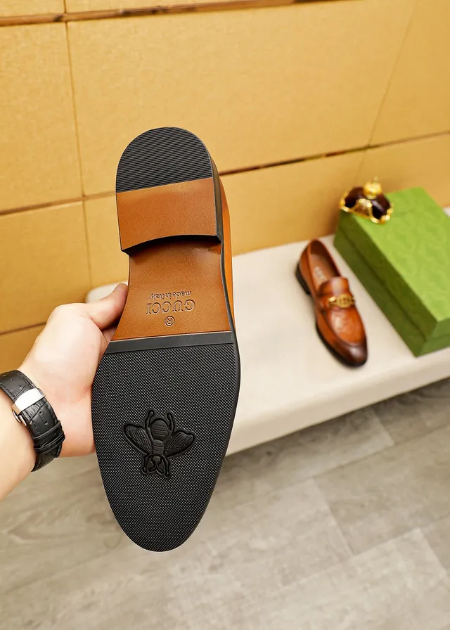 Gucci Horsebit 1955 Brown Gold Embossed GG Monogram Buckle Loafer 2