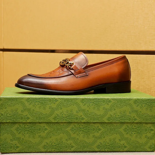 Gucci Horsebit 1955 Brown Gold Embossed GG Monogram Buckle Loafer 5
