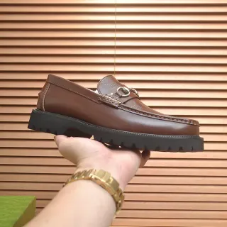 Gucci Horsebit 1955 भूरा चमड़ी Horsebit लोअफर