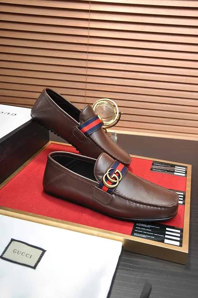 Gucci Horsebit 1955 Brown Leather Web Strap Loafer 6