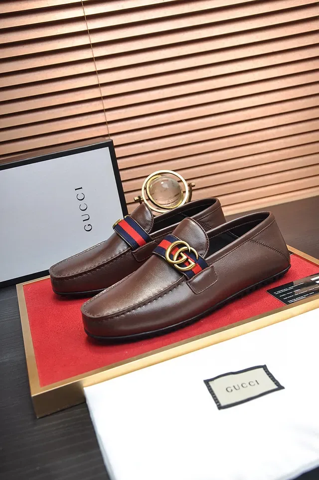 Gucci Horsebit 1955 Brown Leather Web Strap Loafer 7