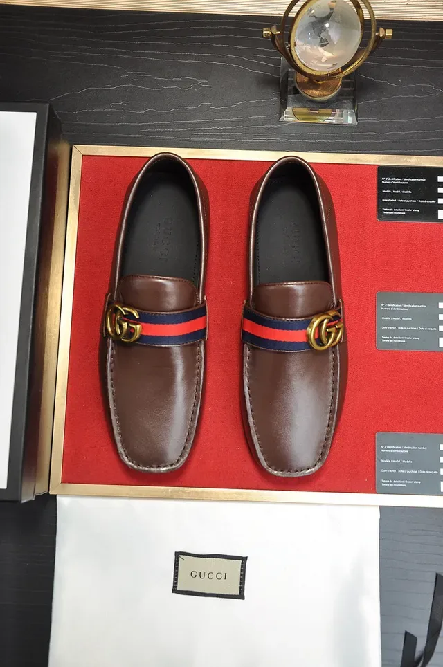 Gucci Horsebit 1955 Brown Leather Web Strap Loafer 8