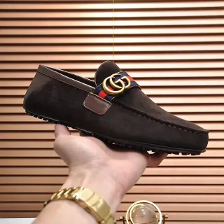 Gucci Horsebit 1955 ब्राउन सूड वेब स्ट्रैप लोफर