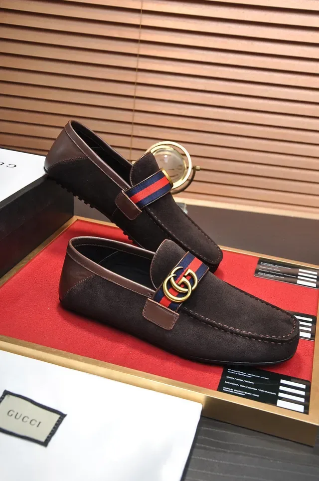 Gucci Horsebit 1955 Brown Suede Web Strap Loafer 4