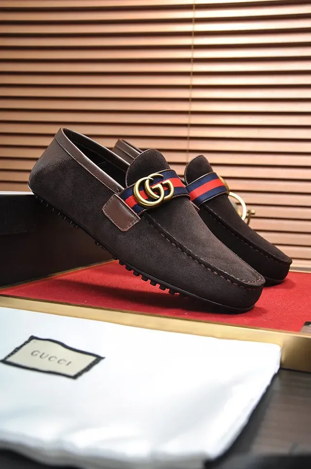 Gucci Horsebit 1955 Brown Suede Web Strap Loafer 7