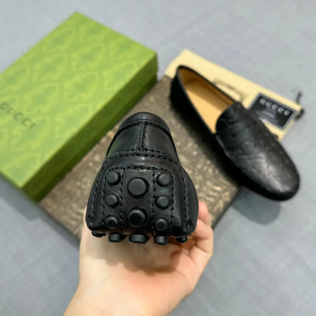 Gucci Horsebit 1955 Embossed GG Black Leather Loafers 3