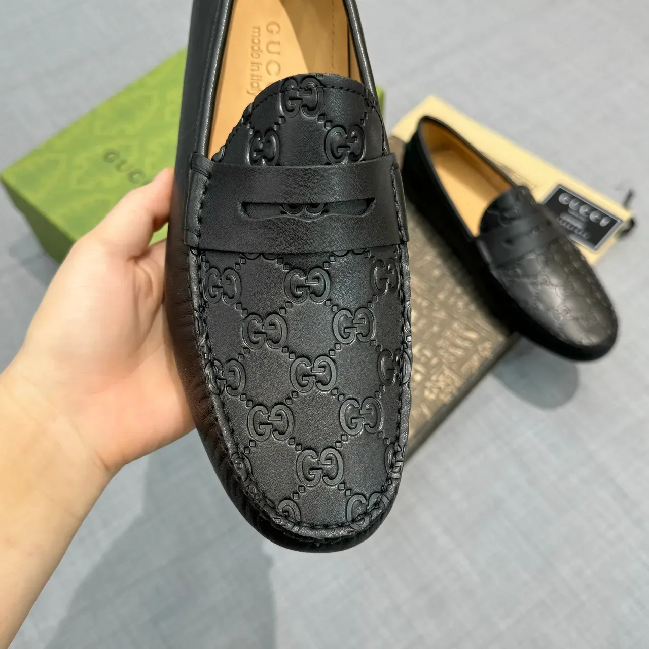Gucci Horsebit 1955 Embossed GG Black Leather Loafers 4