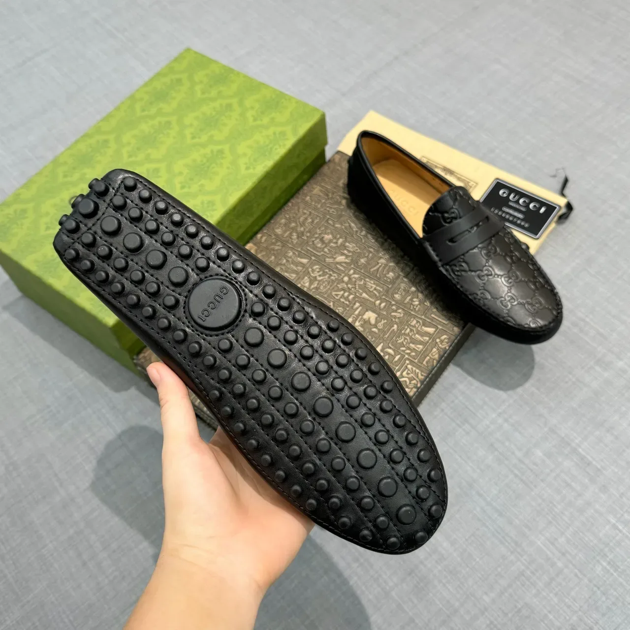 Gucci Horsebit 1955 Embossed GG Black Leather Loafers 5