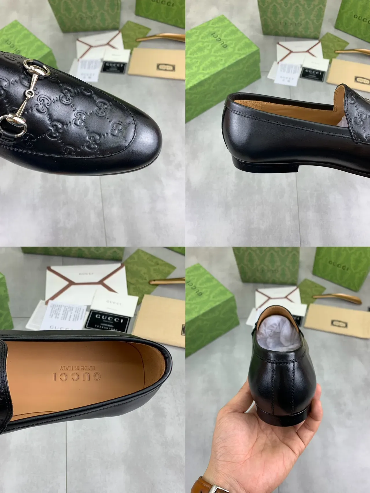 Gucci Horsebit 1955 Embossed GG Black Leather Loafers 2