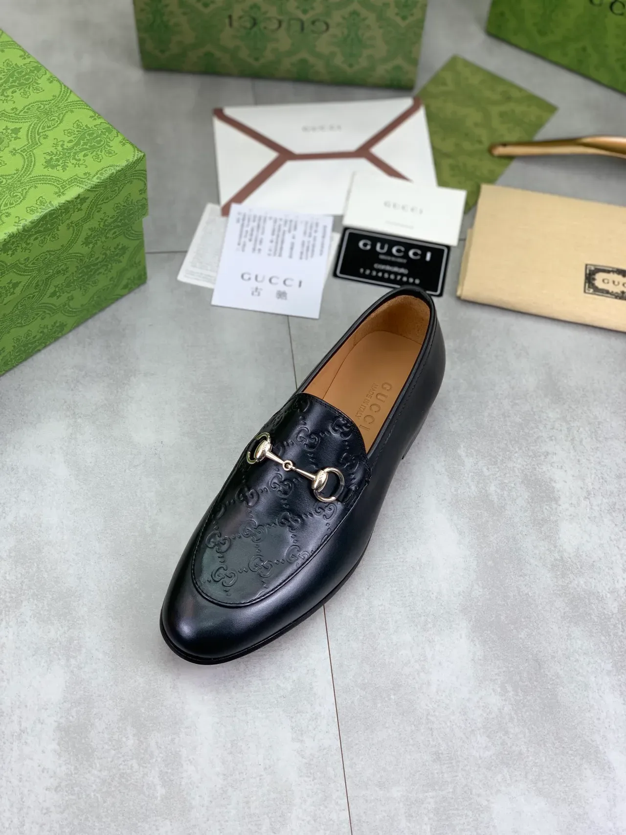 Gucci Horsebit 1955 Embossed GG Black Leather Loafers 4