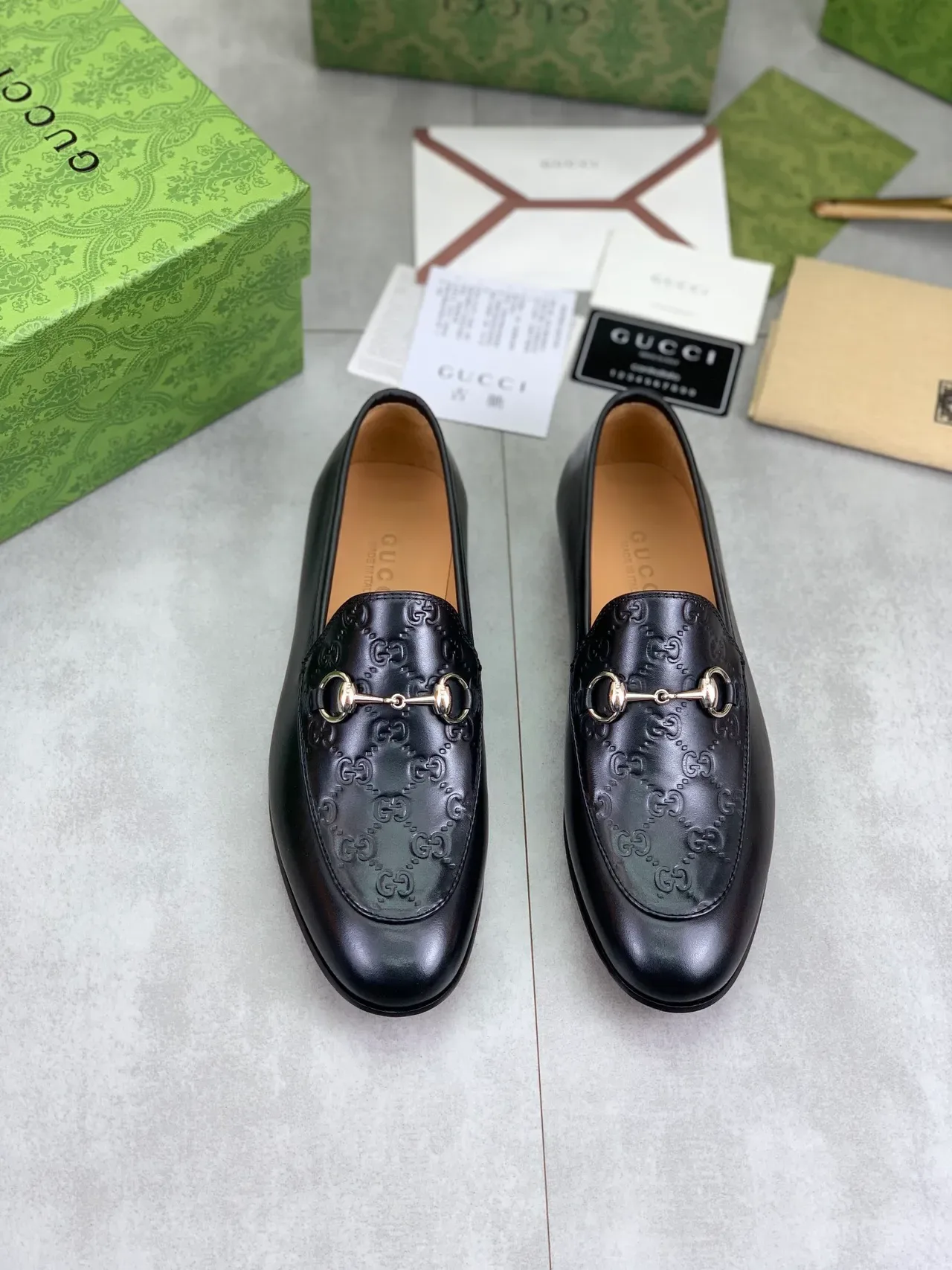 Gucci Horsebit 1955 Embossed GG Black Leather Loafers 5