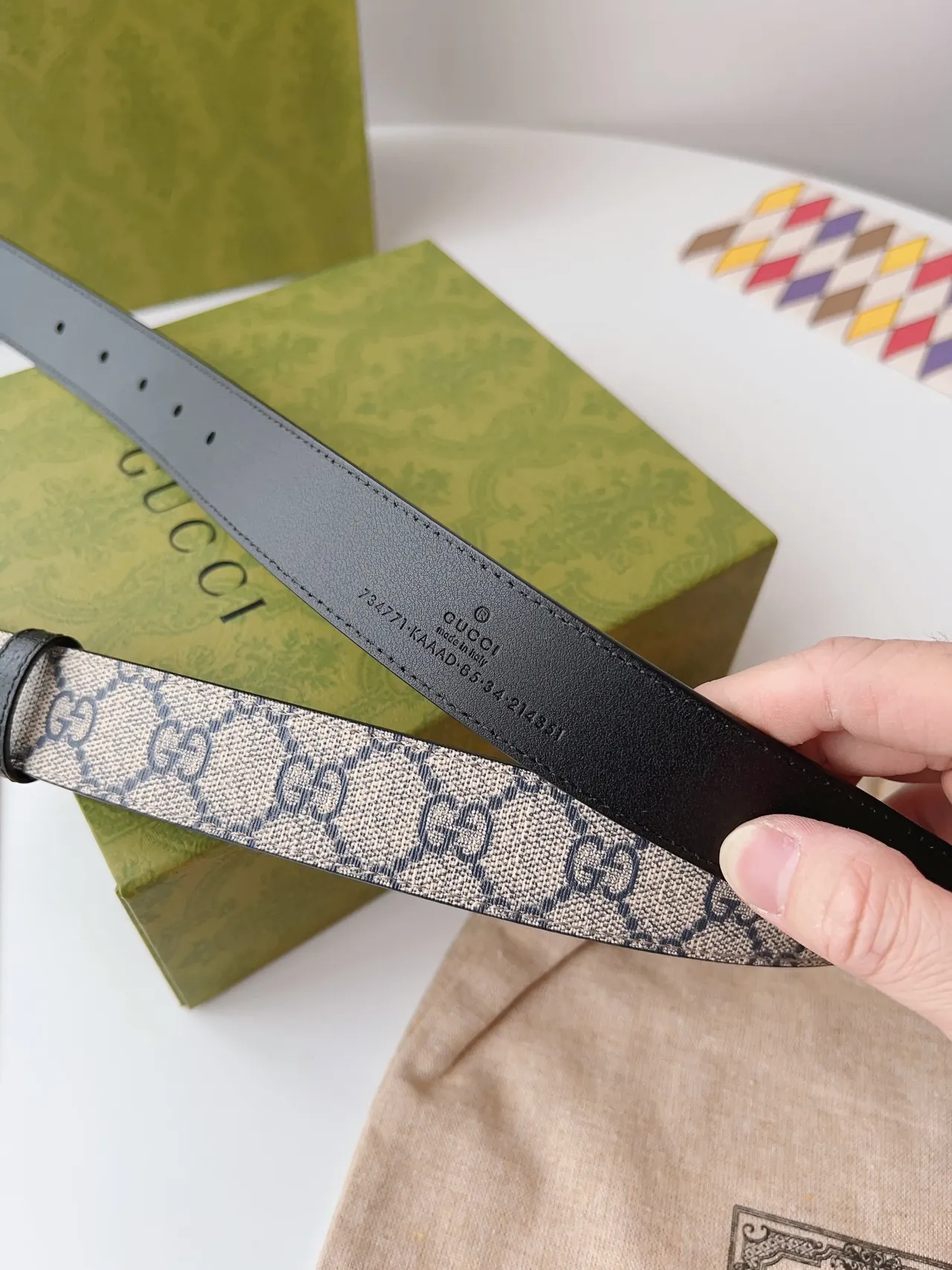 Gucci Horsebit 1955 GG Monogram ক্যানভাস এবং কালো চামড়ার বেল্ট 4