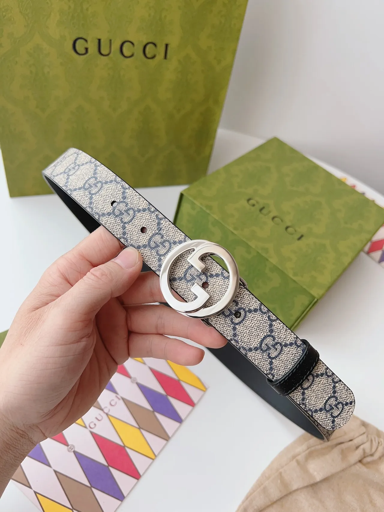 Gucci Horsebit 1955 GG Monogram ক্যানভাস এবং কালো চামড়ার বেল্ট 8