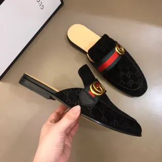 Gucci Horsebit 1955 GG Monogram Suede Web Stripe Mule Loafer