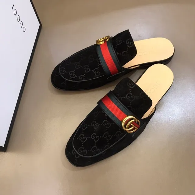 Gucci Horsebit 1955 GG Monogram Mule Loafer en daim avec rayures web 2