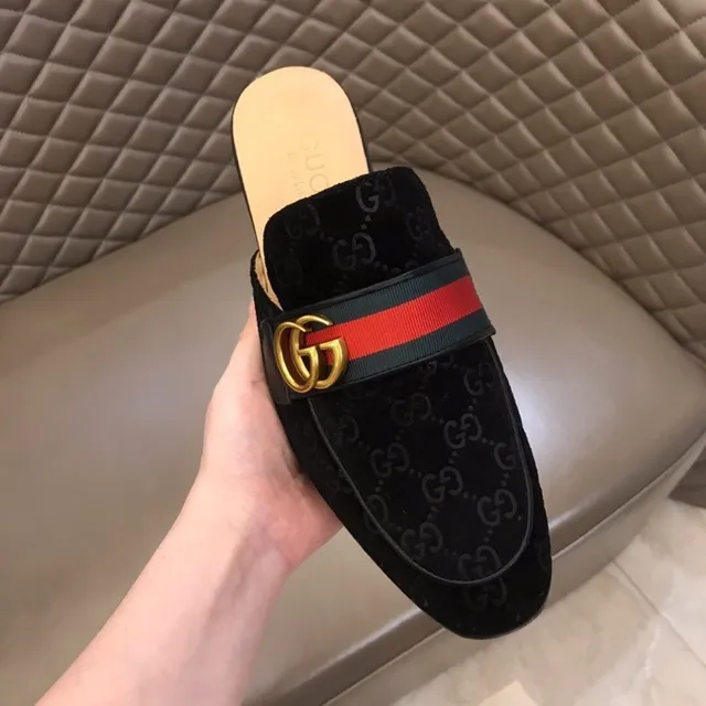Gucci Horsebit 1955 GG Monogram Mule Loafer en daim avec rayures web 3