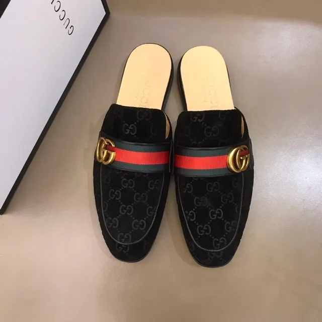 Gucci Horsebit 1955 GG Monogram Mule Loafer en daim avec rayures web 5
