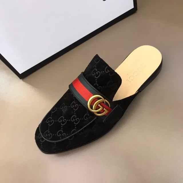 Gucci Horsebit 1955 GG Monogram Mule Loafer en daim avec rayures web 6