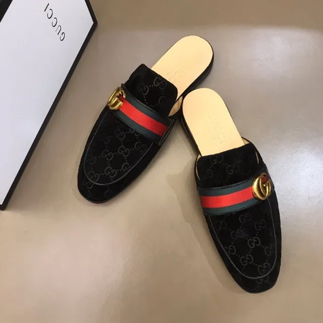 Gucci Horsebit 1955 GG Monogram Mule Loafer en daim avec rayures web 7