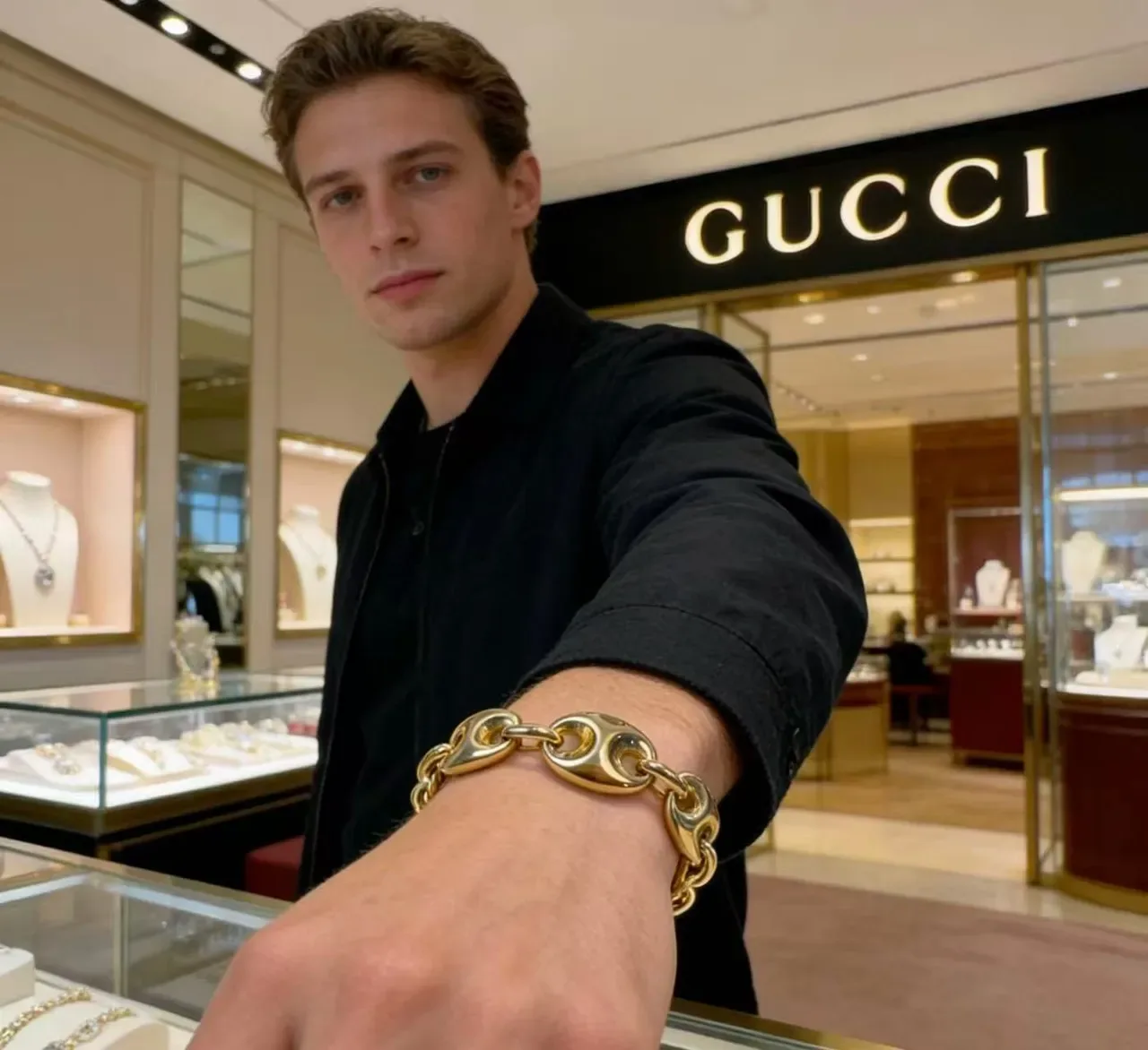 Gucci Horsebit 1955 Gold-Tone Interlocking Oval Link Bracelet 4