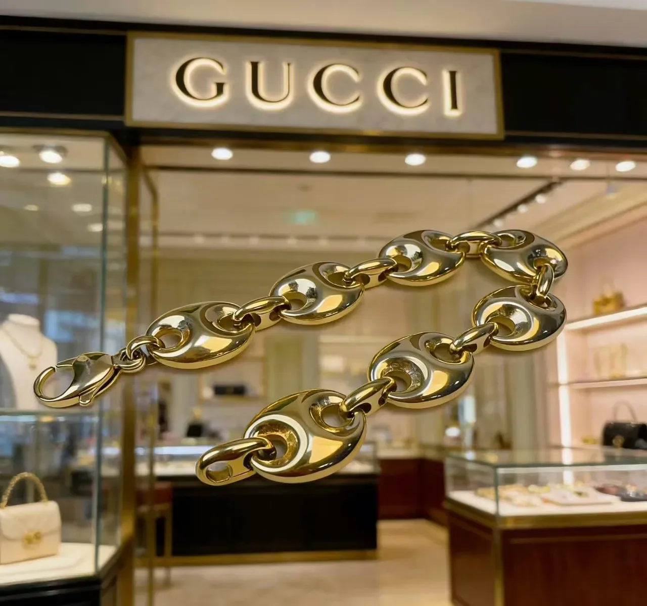 Gucci Horsebit 1955 Gold-Tone Interlocking Oval Link Bracelet 6