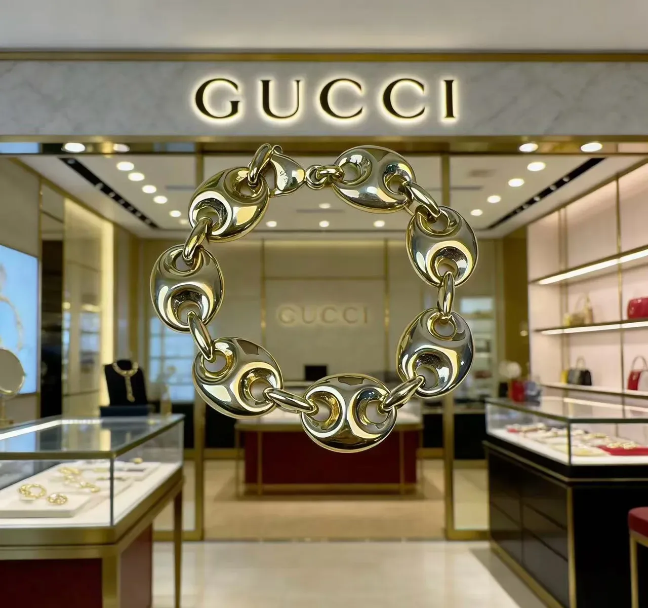 Gucci Horsebit 1955 Gold-Tone Interlocking Oval Link Bracelet 7