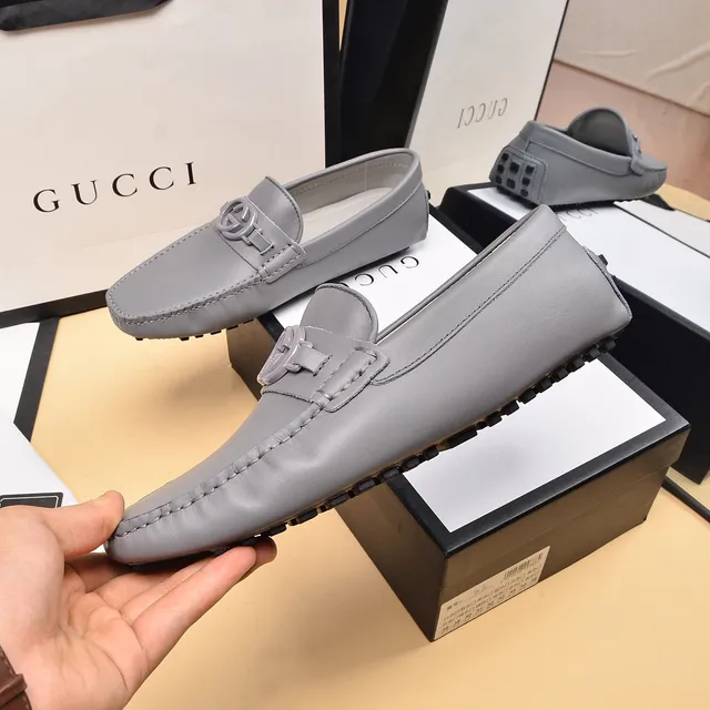 Gucci Horsebit 1955 Gray Leather Loafers 7