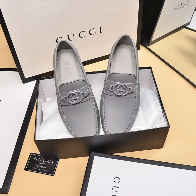 Gucci Horsebit 1955 Gray Leather Loafers 8
