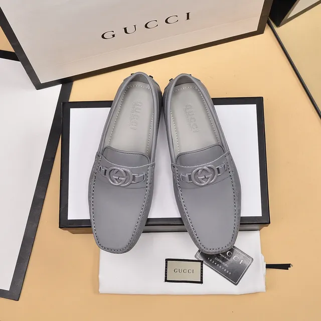 Gucci Horsebit 1955 Gray Leather Loafers 9