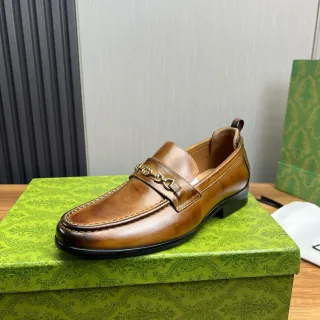 Gucci Horsebit 1955 टैन चमड़े की लूफर Horsebit Buckle लूफर